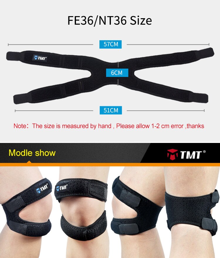 TMT  2 PCS Knee Brace Pads for Gym Sports Running Adjustable Kneepads Climbing Volleyball Patella Guard Protector Support Strap